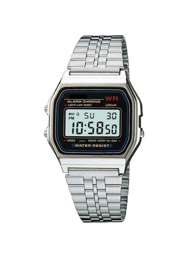 Water Resistant Digital Watch, Round Quartz Watch with Stainless Steel Strap, Classic Digital Display Quartz Silver Watch 33 mm - Image 1