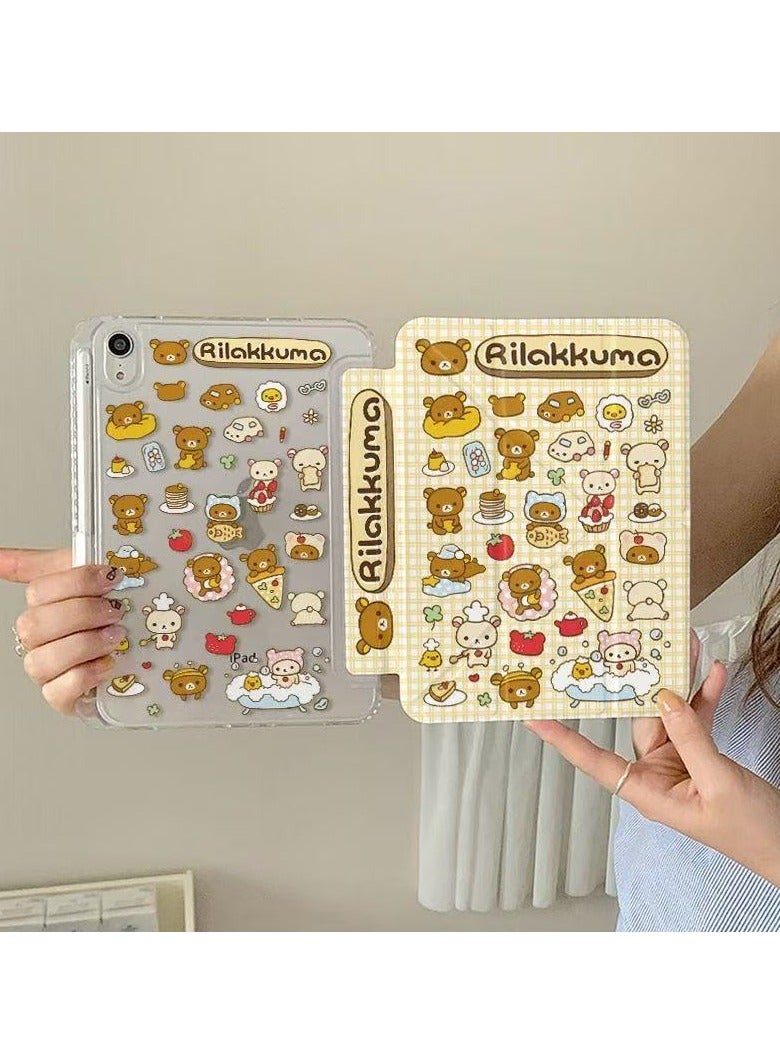 عام For iPad A16 11 Generation 11 inch Easy Bear Cartoon Y Folding Leather Transparent Case Scratch Resistant Portable Tablet Case - Image 1