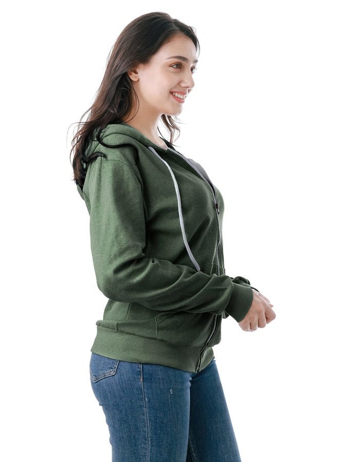 GIVON Womens Casual Zip Up Hoodie Cotton Blend Soft Fabric Basic Layering Hooded Jacket with Kangaroo Pocket, Inside Pocket(dcf200)-jade Green, M - Image 2