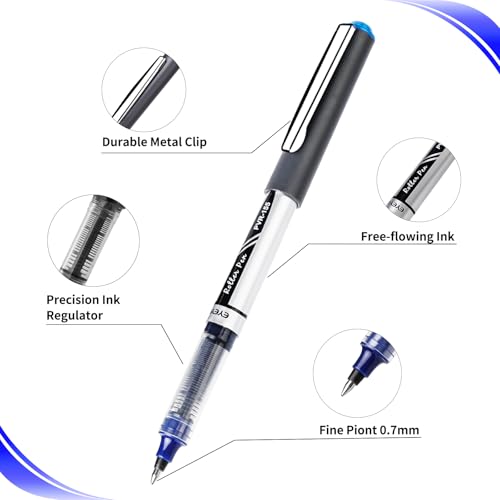 Eyeye PVR155.7 Liquid Ink Roller Ball Pen Extra Fine Point Bullet Nib Blue Ink(Pack of12) - Image 4