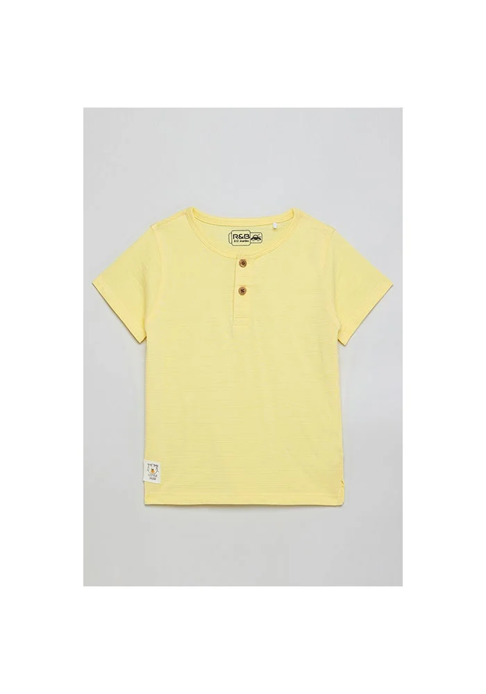 R&b Solid T-shirt with Henley Neck and Short Sleeves
