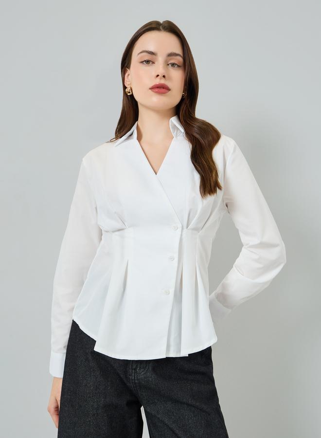 Styli Women Off-White Buttoned Wrap Top - Image 1