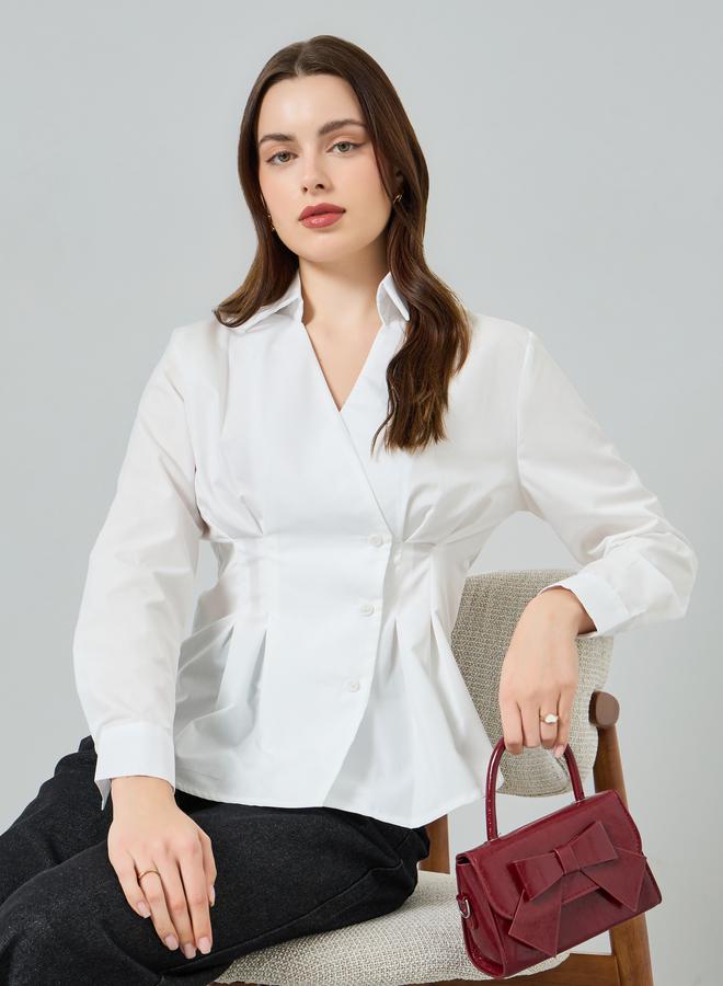 Styli Women Off-White Buttoned Wrap Top - Image 5