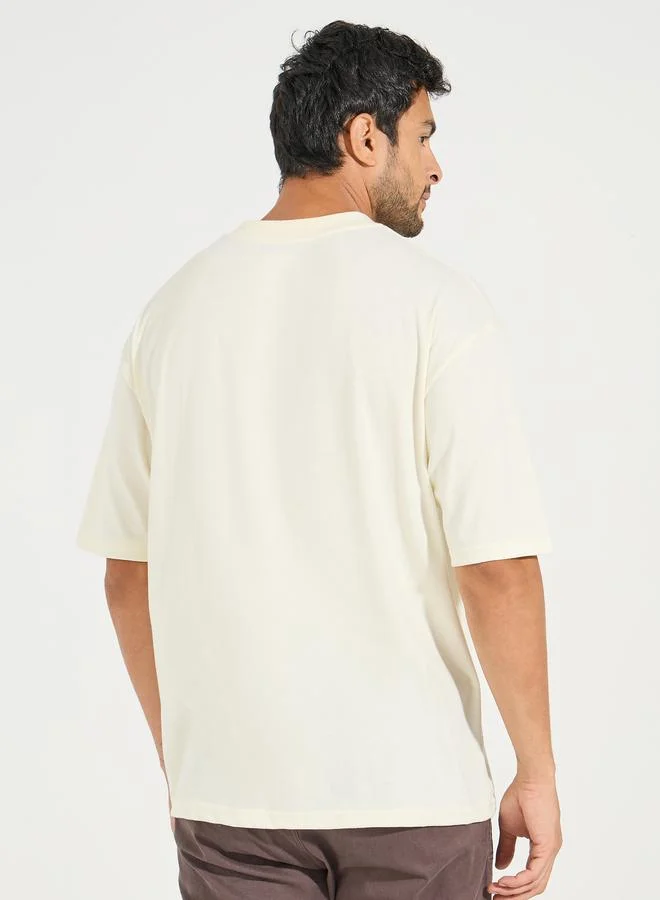 Styli Cotton Rich Chest Printed Oversized Athleisure T-Shirt