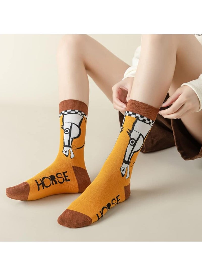 SOLARAE Women's Cool and Novelty Casual Crew Socks, Animal Colorful Funny Patterned Cotton Ankle Dress Socks - Image 2