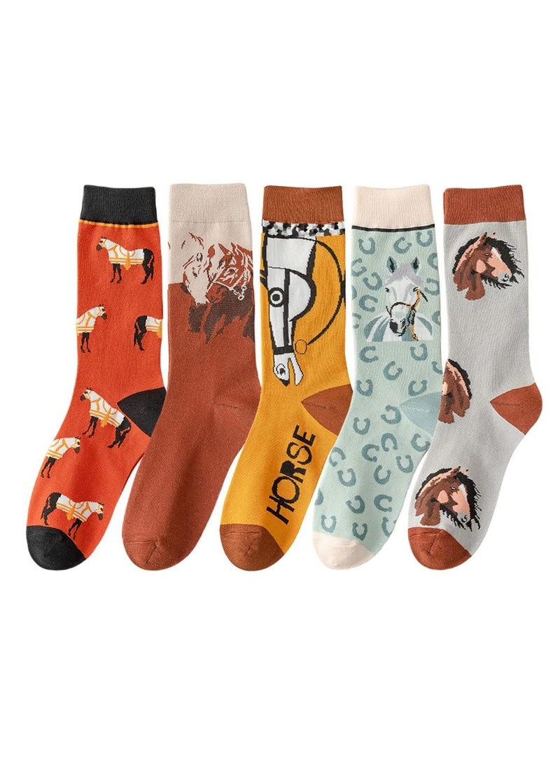 SOLARAE Women's Cool and Novelty Casual Crew Socks, Animal Colorful Funny Patterned Cotton Ankle Dress Socks - Image 1