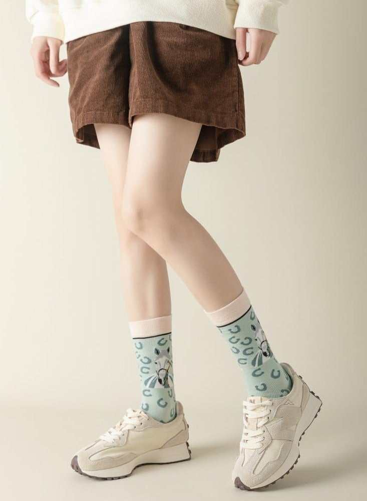 SOLARAE Women's Cool and Novelty Casual Crew Socks, Animal Colorful Funny Patterned Cotton Ankle Dress Socks - Image 5