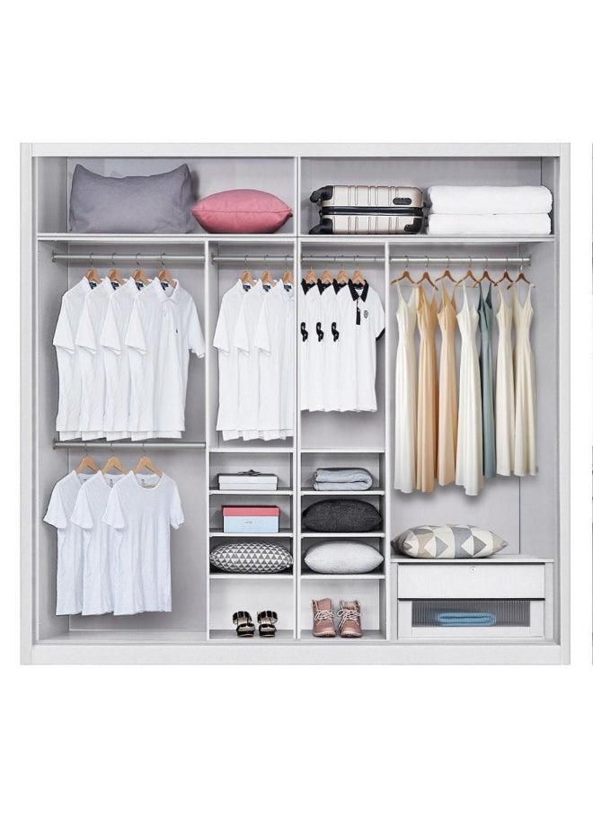 DANUBE HOME Onda Sliding Door Wardrobe With LED Extra Sturdy Closet, Clothes Storage Cupboard Modern Design Space Saving Swing Door Cabinet For Bedroom L242xW69xH240cm - Black  - Image 2
