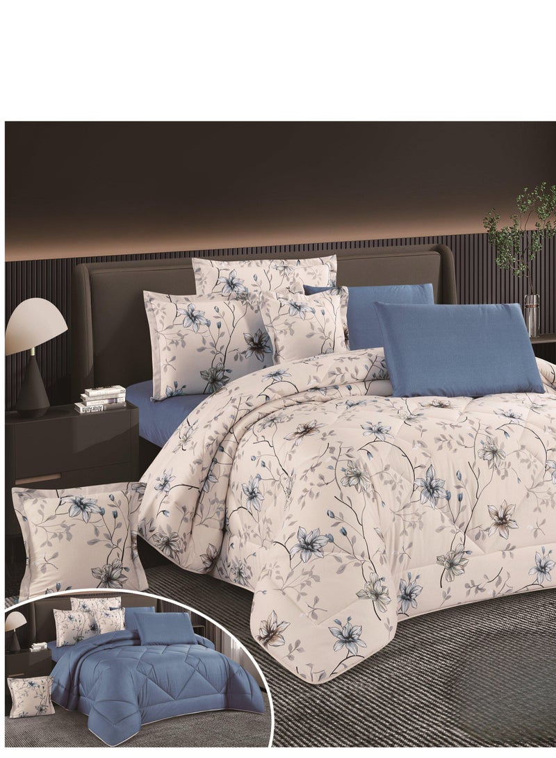 8-piece royal printed double bedspread, king-size comforter, 230 x 250  - Image 2