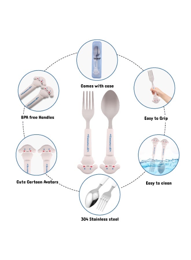 CRAVISTA Kids Cutlery Set Stainless Steel – Children Flatware Set with Case for School | BPA-Free Utensils for School Lunch box, Travel & Gifting | Cute Character Handle Tableware for Girls and Boys - Image 3