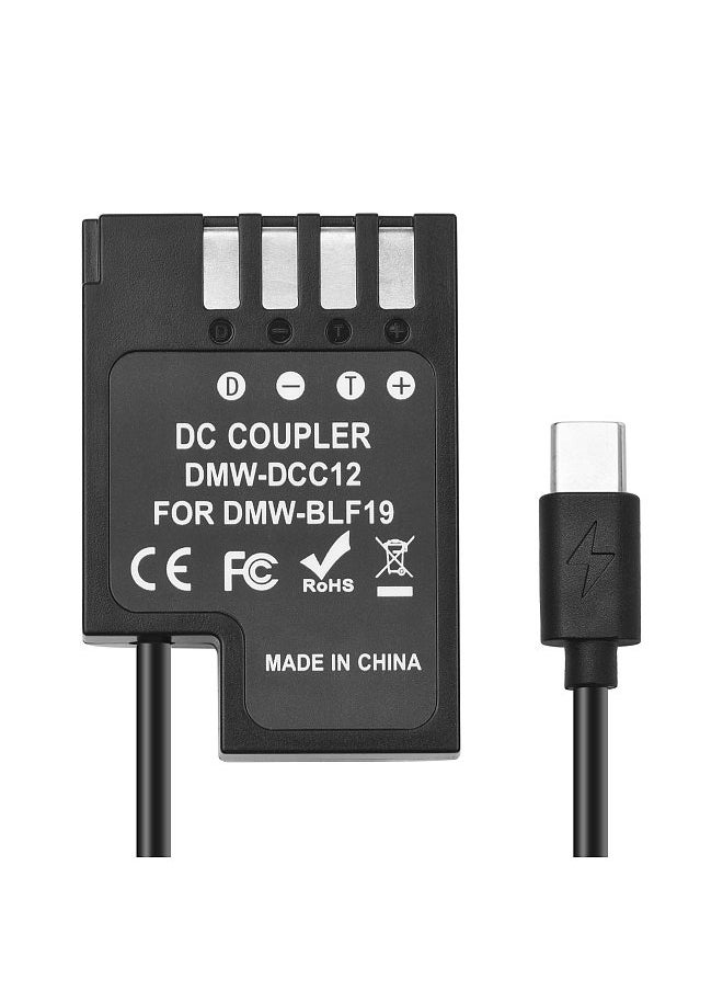 ANDOER - DMW-DCC12 Dummy Battery USB-C Coupler Adapter BLF19 Dummy Battery Coupler with USB Type-C Spring Power Cable Replacement for Panasonic Lumix DMC-GH5 GH5s GH5m GH4 GH4K GH3 GH3K G9 Camera - Image 1