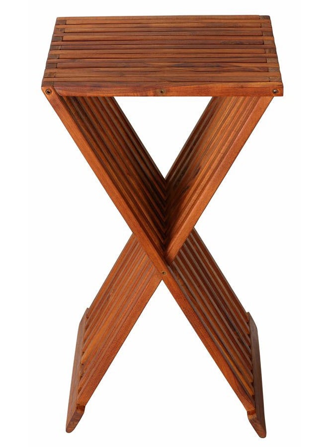 Bare Decor Taj Folding Plantstand Pedestal Table in Solid Teak Wood, Brown - Image 2