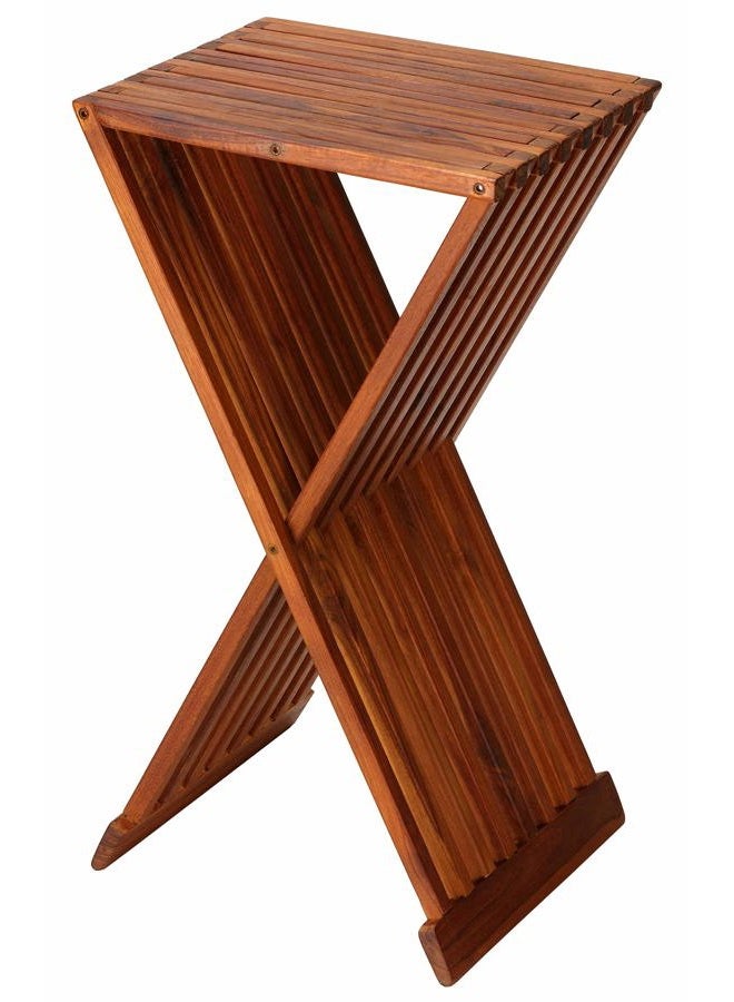 Bare Decor Taj Folding Plantstand Pedestal Table in Solid Teak Wood, Brown - Image 1