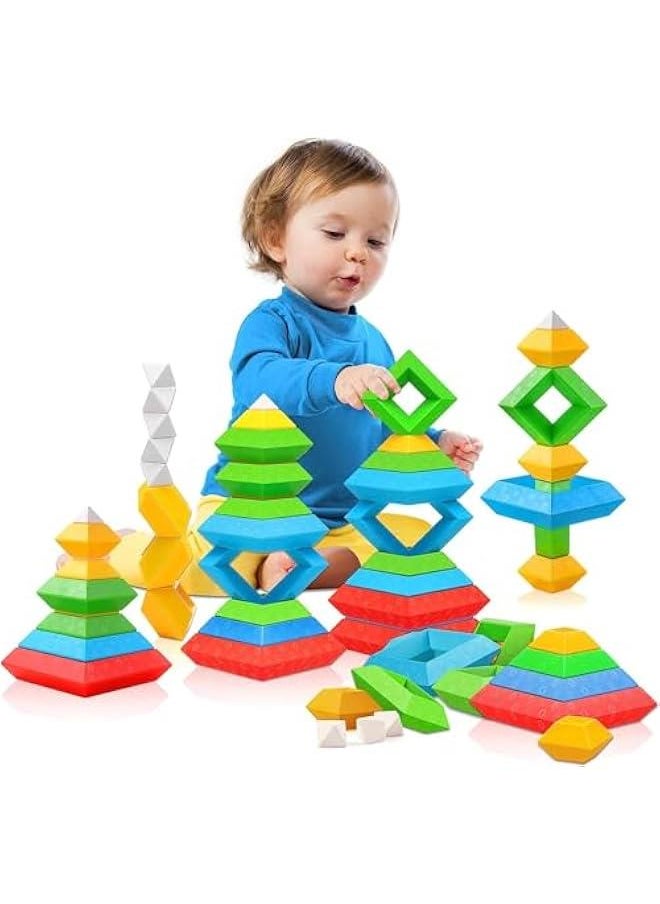HOOKOR 30Pcs Building Blocks Montessori Toys for Kids, Preschool Learning Activities Toy,Building Blocks Stacking Educational Toys STEM Sensory Toys Gifts for Kids Age 2 3 4 5  - Image 1