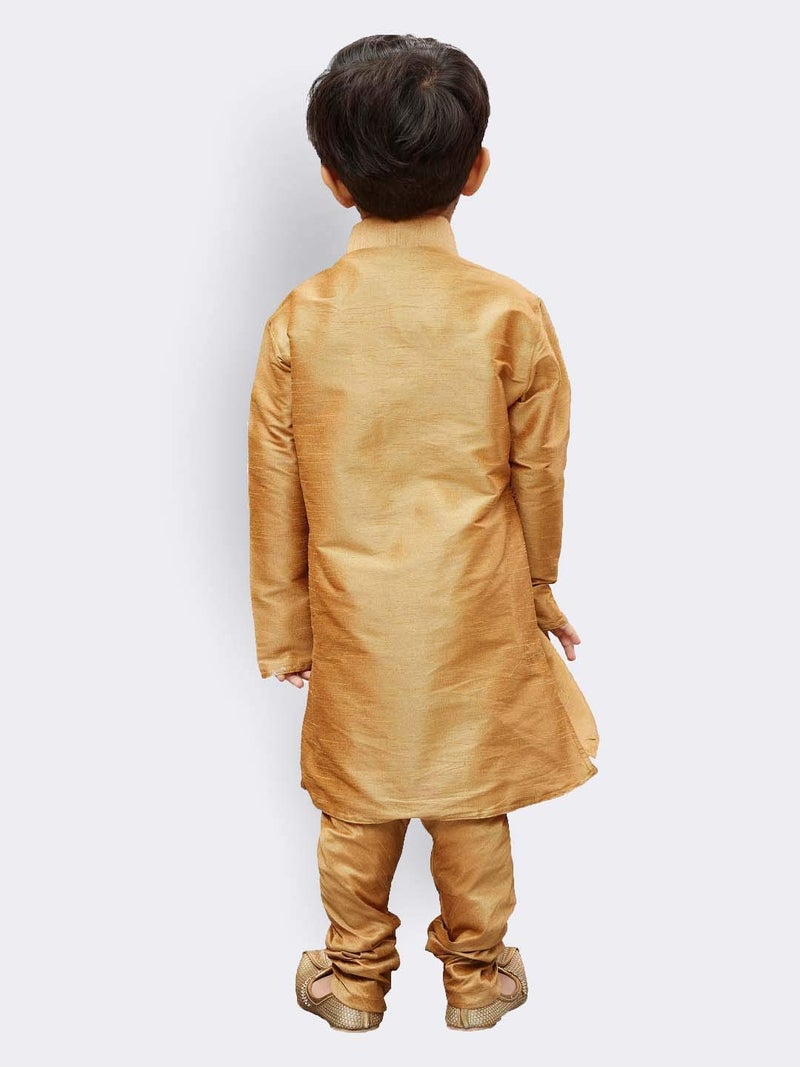 JBN Creation Boys Silk Blend Rose Gold Kurta Pyjama Set - Ethnic Elegance for Festivals | Comfortable Traditional Comfortable Full Sleeves Kurta Pyjama for Kids_VASBKRG001nPRG_20 - Image 5