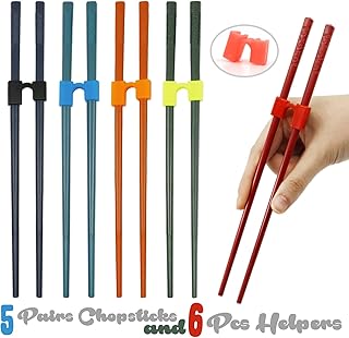 AP ARTSPER AP ARTSPER 5 Pairs Chopsticks and Chop stick Helpers Set, Plastic Hinges Connector Training for Adults, Beginner,  - Image 1