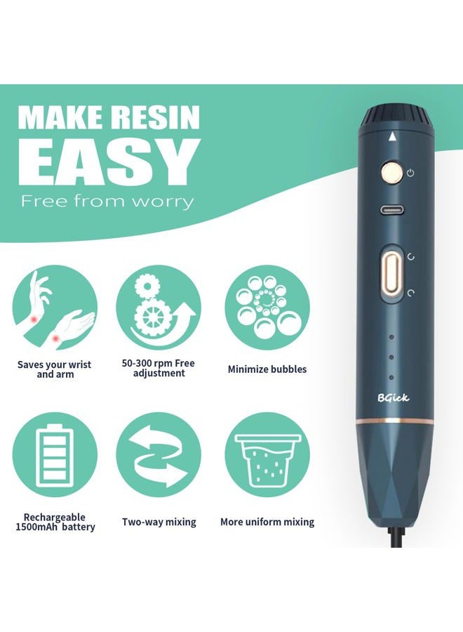 BGick Upgraded Resin Mixer, Handheld Rechargeable with Minimizing Bubbles, Epoxy Resin Mixer for Silicone, Molds, DIY Crafts (Included 4 pcs Paddles) - Image 2