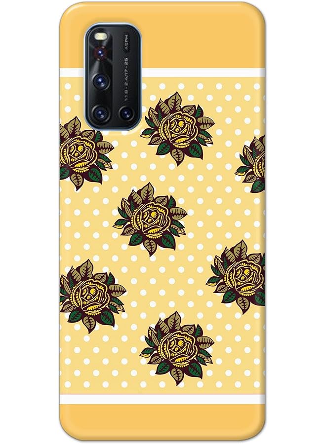 erorex Matte Finish Designer Shell Case Cover For Vivo V19 Flower Pattern Orange Green - Image 1