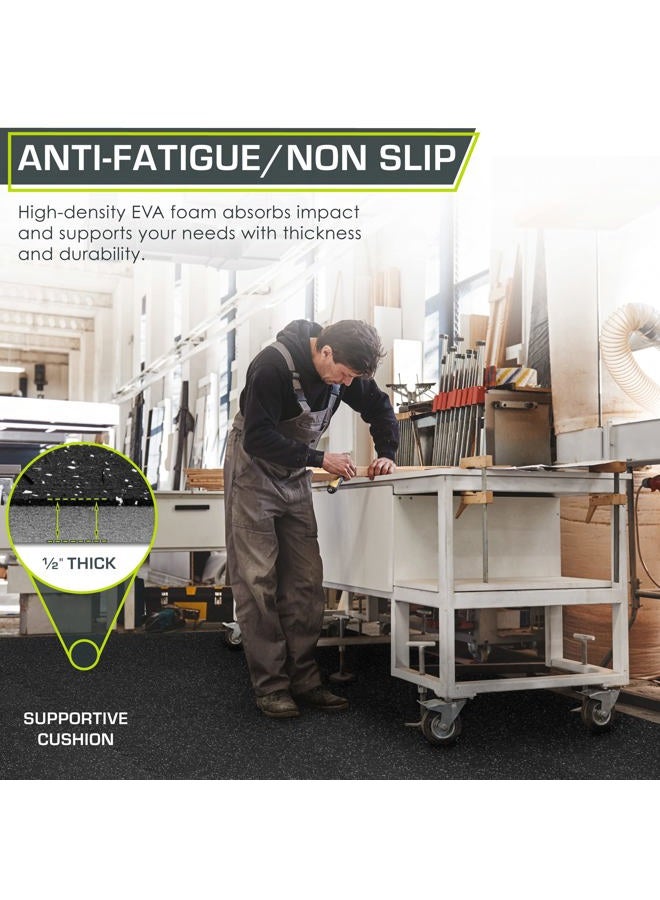 ProSourceFit Rubber Top Exercise Puzzle Mat ½-inch, 48 SQFT, 12 Tiles, EVA Foam Interlocking Tiles for Home Gym Protective Flooring for Equipment and Workouts, Grey - Image 3