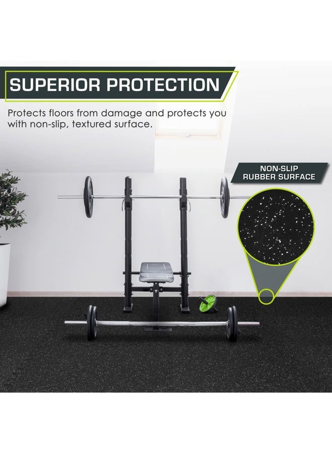 ProSourceFit Rubber Top Exercise Puzzle Mat ½-inch, 48 SQFT, 12 Tiles, EVA Foam Interlocking Tiles for Home Gym Protective Flooring for Equipment and Workouts, Grey - Image 4