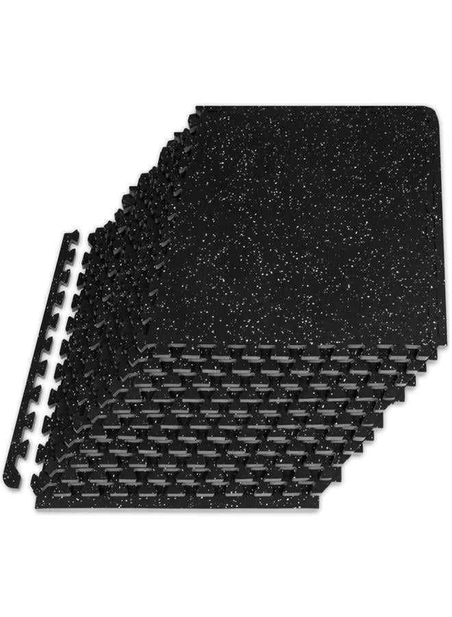 ProSourceFit Rubber Top Exercise Puzzle Mat ½-inch, 48 SQFT, 12 Tiles, EVA Foam Interlocking Tiles for Home Gym Protective Flooring for Equipment and Workouts, Grey - Image 1