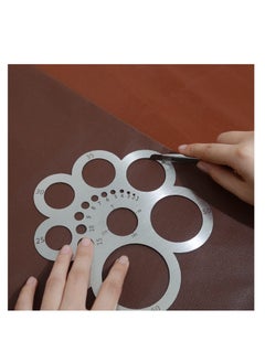 Y&D Round Leather Cutting Tool Corner Cutter Circle Drawing Template Stainless Steel Metal Ruler for Leathercraft Woodworking Sewing DIY Craft Supplies  - Image 2