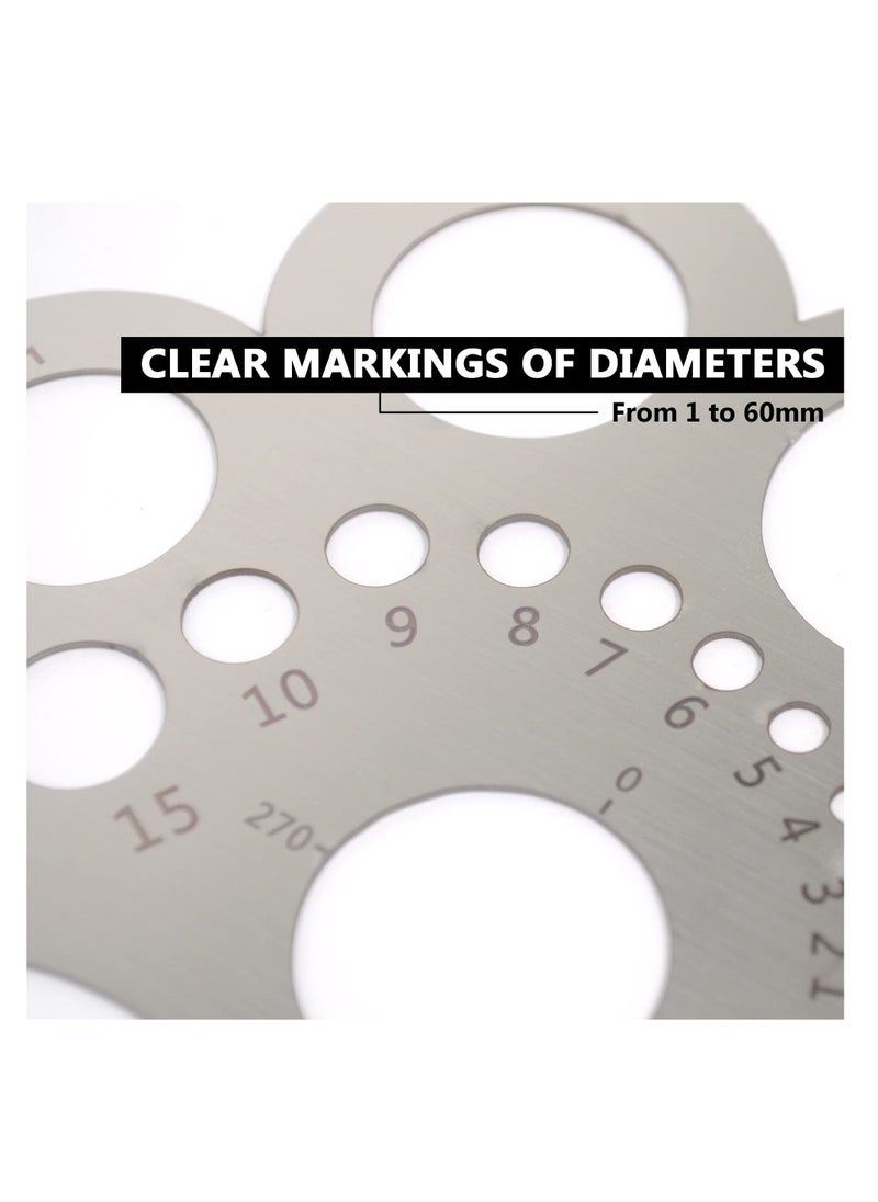 Y&D Round Leather Cutting Tool Corner Cutter Circle Drawing Template Stainless Steel Metal Ruler for Leathercraft Woodworking Sewing DIY Craft Supplies  - Image 5