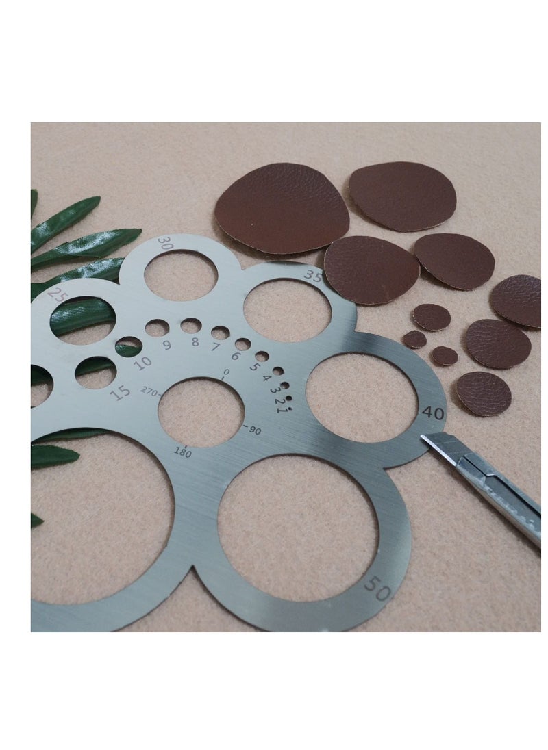 Y&D Round Leather Cutting Tool Corner Cutter Circle Drawing Template Stainless Steel Metal Ruler for Leathercraft Woodworking Sewing DIY Craft Supplies  - Image 3