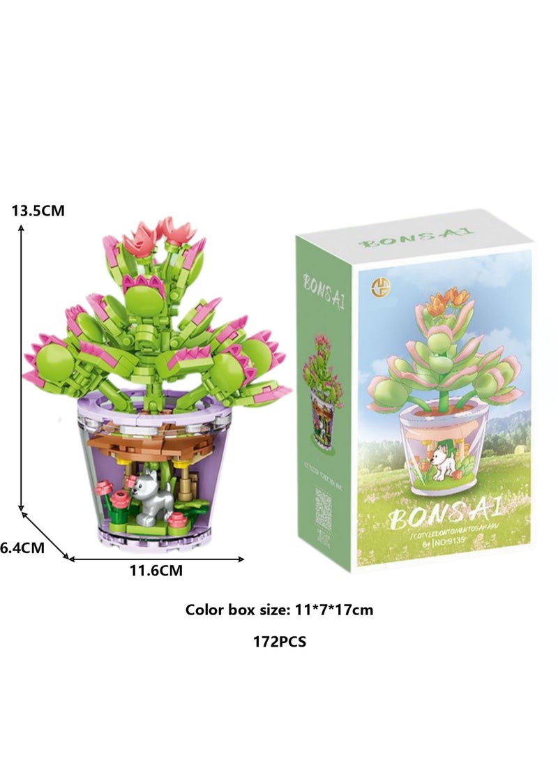 Fashionable Children's Potted Plant Series Building Block Toys Ornaments Assembly Model(Bear Puppy) - Image 2