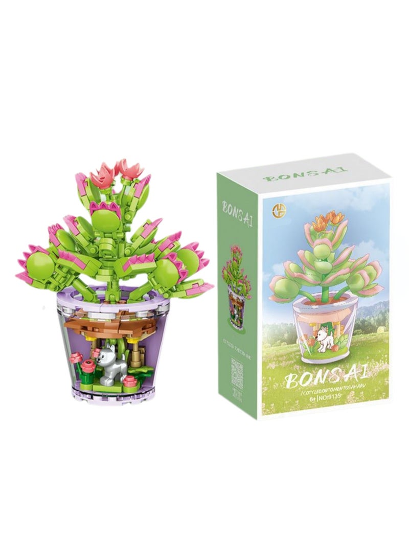Fashionable Children's Potted Plant Series Building Block Toys Ornaments Assembly Model(Bear Puppy) - Image 1