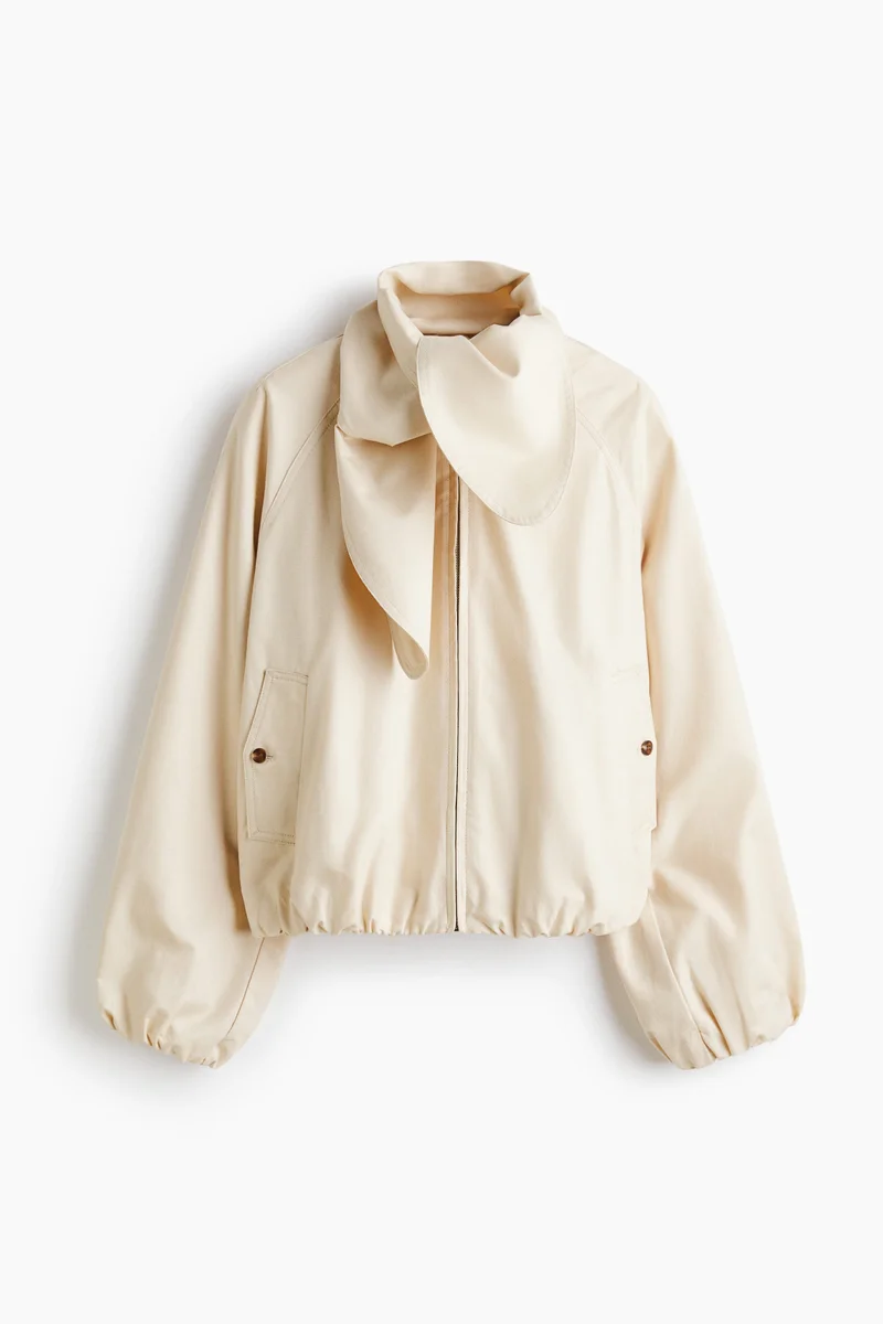 H&M  Scarf-collar linen-blend jacket for Women | Best Price UAE