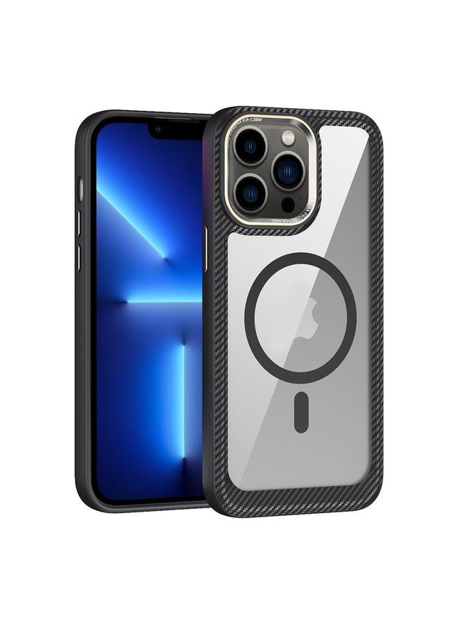 S-TOP Case For iPhone 13 Pro MagSafe Carbon Fiber Transparent Back Panel Phone Case - Image 1