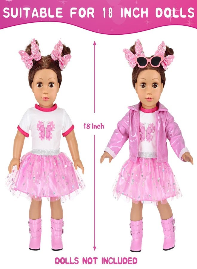 DOTVOSY American 18 Inch Dolls Clothes Pretend Makeup Accessories Gift Playset for Girls,Cosmetic Bag Toys Fits for 18" Dolls Include Skirt Outfit Shoes Sunglasses Makeup Stuffs Doll NOT Include - Image 3