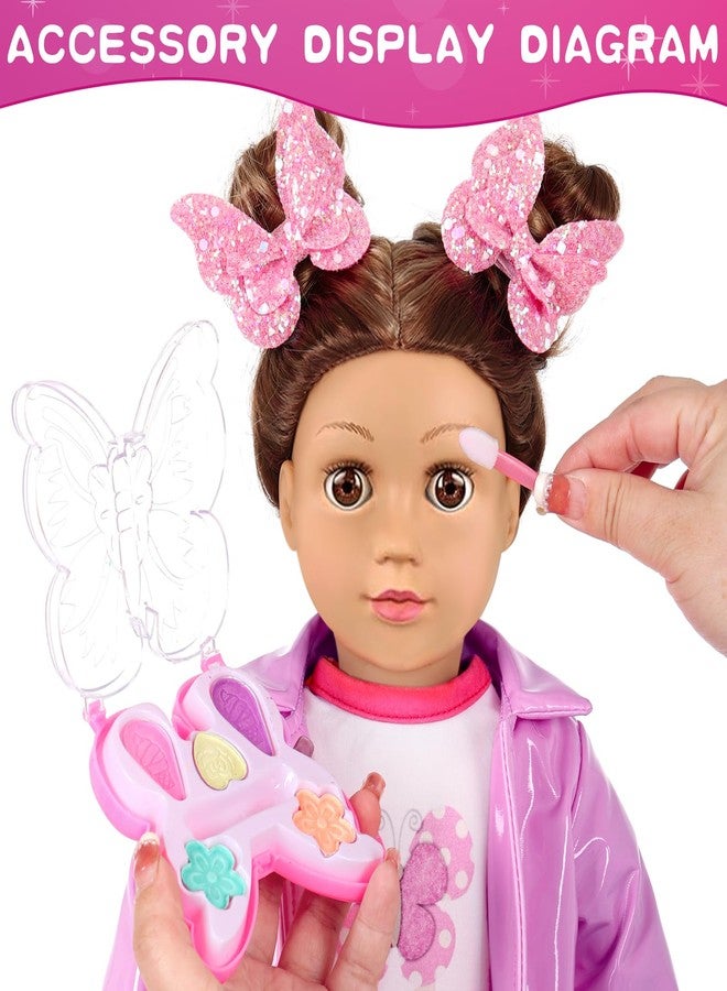 DOTVOSY American 18 Inch Dolls Clothes Pretend Makeup Accessories Gift Playset for Girls,Cosmetic Bag Toys Fits for 18" Dolls Include Skirt Outfit Shoes Sunglasses Makeup Stuffs Doll NOT Include - Image 5