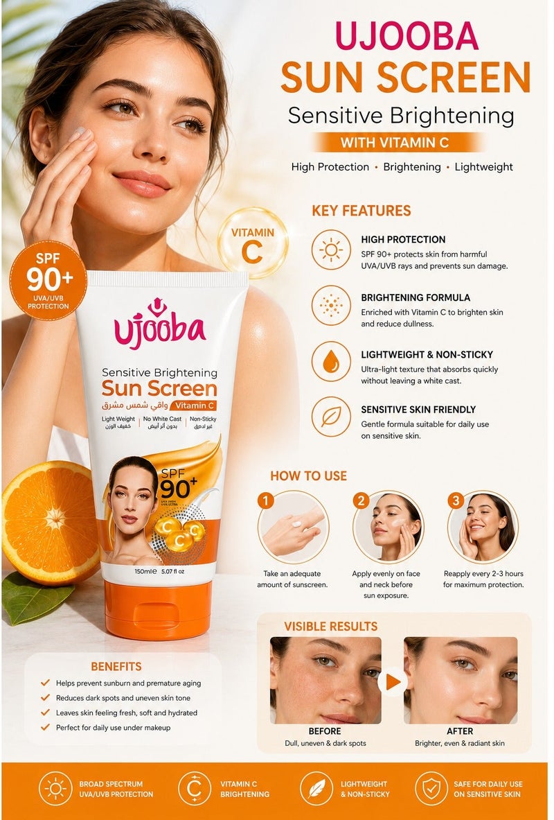 Ujooba Sensitive Brightening Sun Screen Vitamin C SPF+90 - 150 ml - Image 3