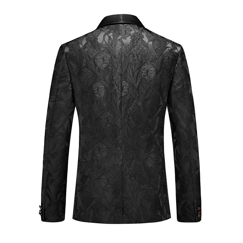 Long-Term Supply Korean Style Slim Fit Green Fruit Collar Fashion Large Size Jacquard Suit Men'S Business Casual Suit Suit - Image 4