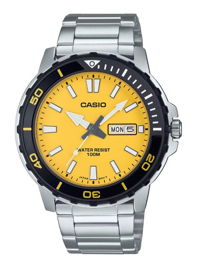 Men's Analog Anti-Reverse Bezel Stainless Steel Band Watch MTD-125D-9AV