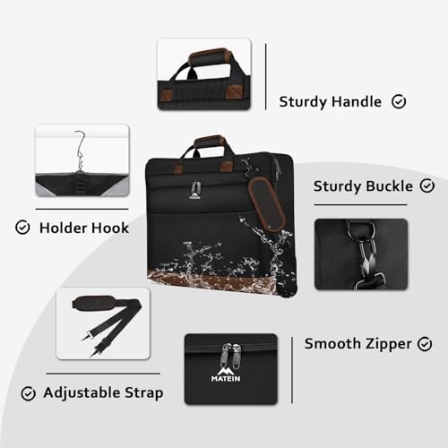 MATEIN Suit Garment Bag for Travel, Large Garment Bags for Hanging Clothes Travel, Foldable Suit Carrier with Shoulder Strap For Business, Premium 2 in 1 Hanging Suitcase Luggage, Black Brown - Image 5