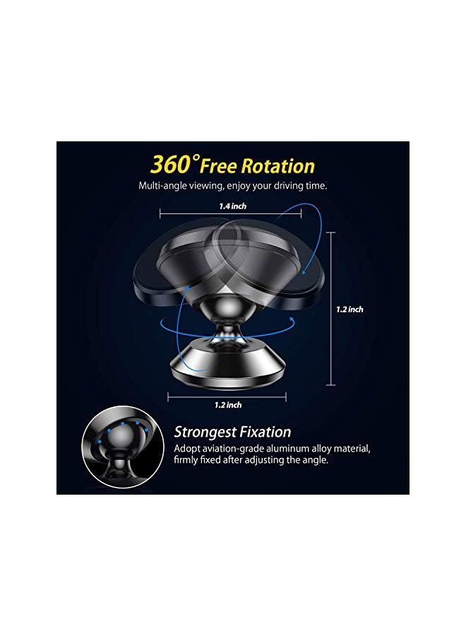 ONE TO FOUR Car Phone Holder, Universal 360° Rotation Strong Magnet Car Phone Holder Mount for Dashboard Compatible with iPhone, Samsung, LG, GPS, Google and All Cell Phone - Image 4