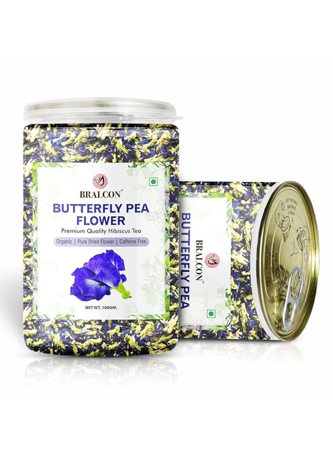 BRALCON Organic Herbal Tea Combo Pack- Hibiscus Flower Tea and Butterfly Pea Flower Tea- 200g(100g x 2 Pack) | Hibiscus Tea Leaves | Blue Pea Tea| Reduce Stress, Improve Digestion - Image 2