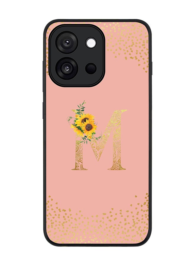 Stylizedd For OnePlus 13s / 13T Case,Slim fit Camera Protection, Shockproof Thin Phone cover  - Custom Floral Monogram - M  (Rose Pink )
