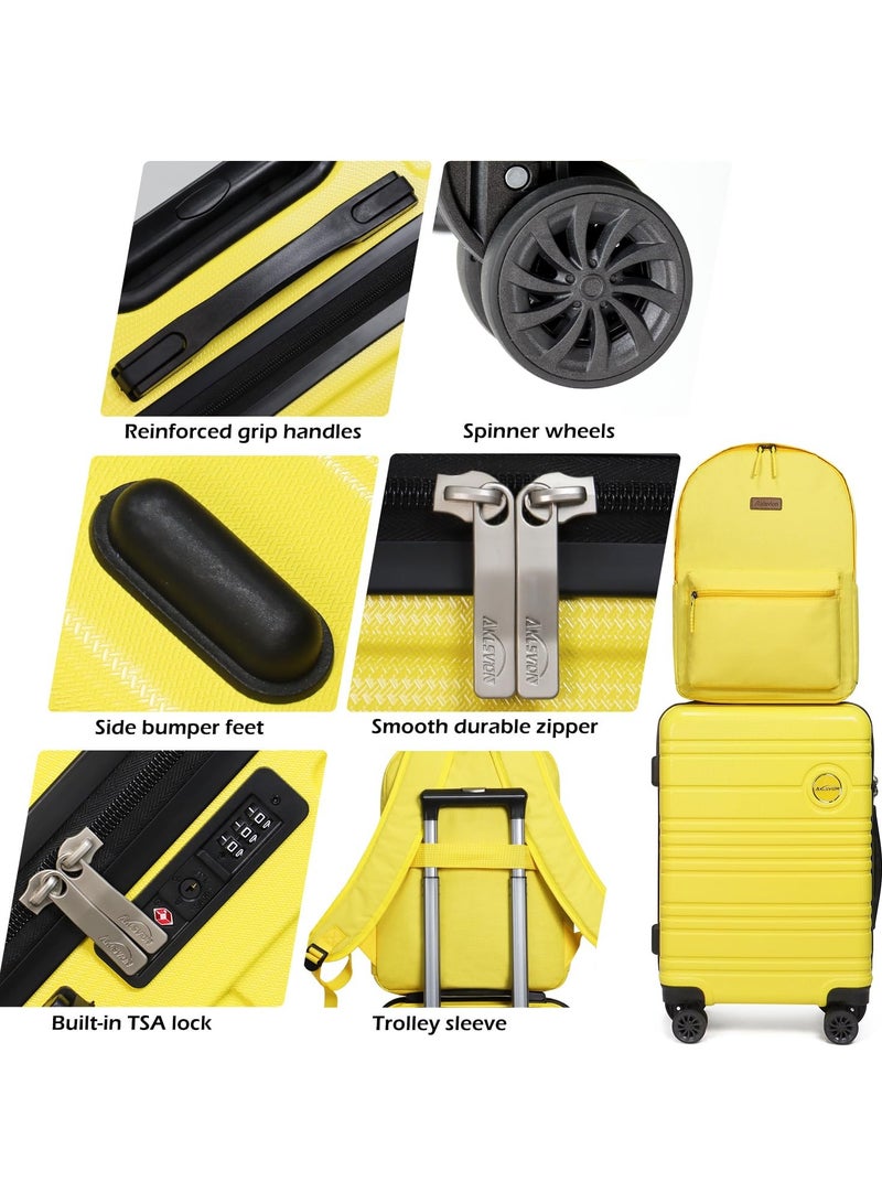 Aklsvion Aklsvion 24/28 Inch Suitcase Hard Case Luggage Trolley Lightweight Suitcase With 4 Spinner Wheels ABS And PC Luggage Travel Hard Case Luggage Yellow - Image 2