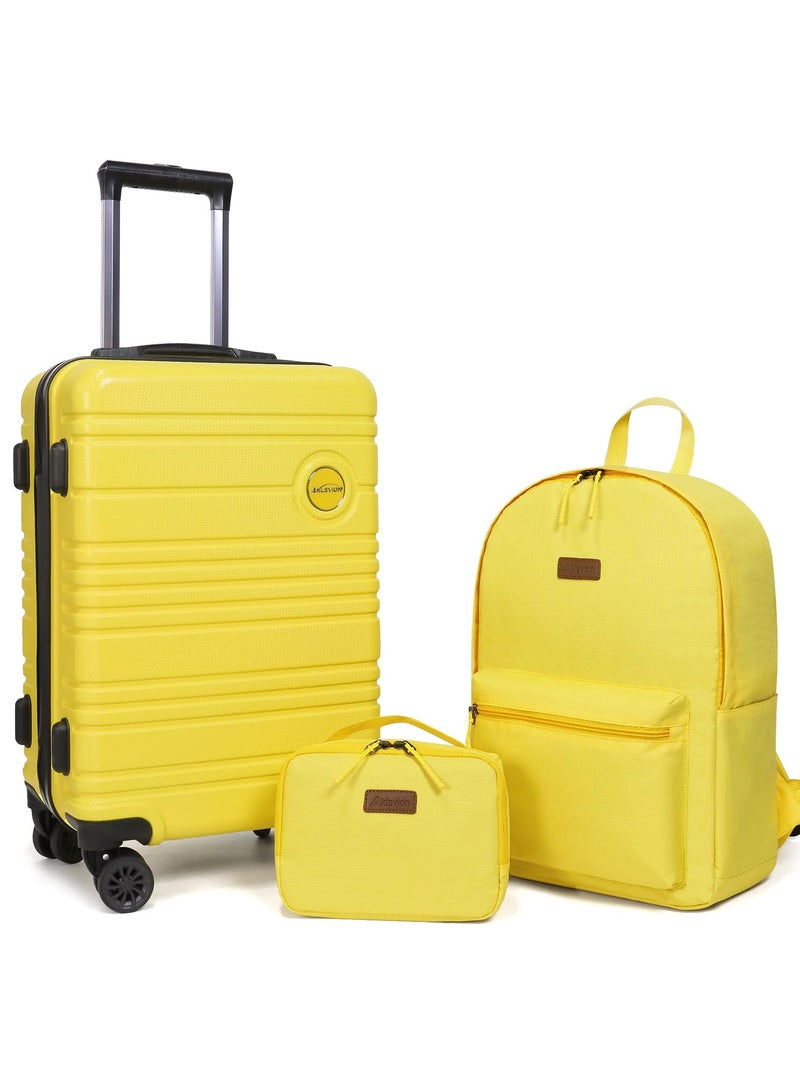 Aklsvion Aklsvion 24/28 Inch Suitcase Hard Case Luggage Trolley Lightweight Suitcase With 4 Spinner Wheels ABS And PC Luggage Travel Hard Case Luggage Yellow - Image 1