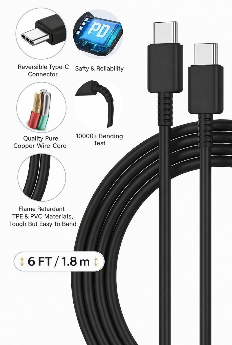شاحن 45 وات USB-C شحن فائق السرعة PD 3.0/PPS (SFC 2.0) مع كابل Type-C 5A بطول 1.8م – فيشة EU – متوافق مع سامسونج جالكسي وأجهزة Type-C - Image 4