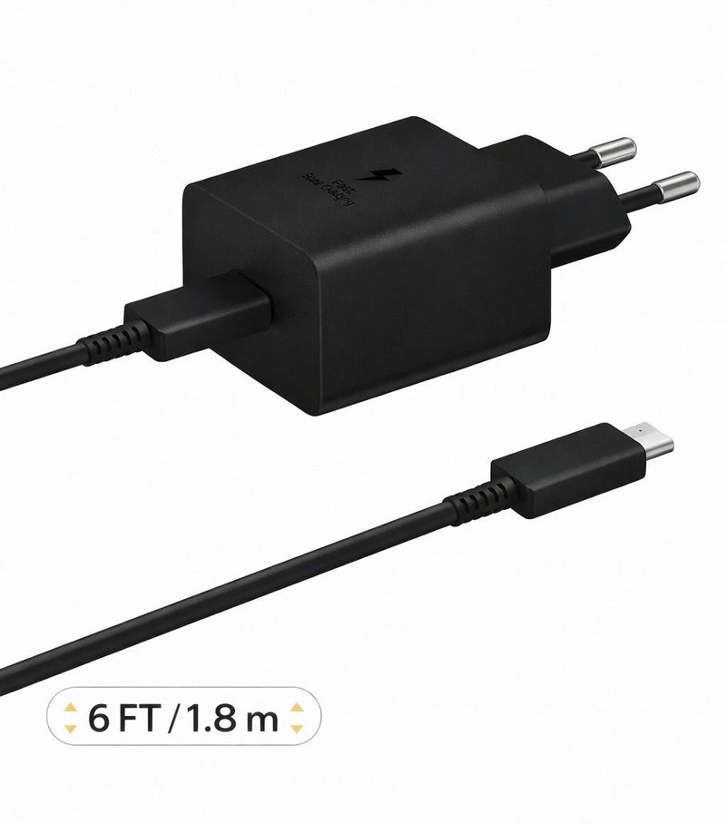 شاحن 45 وات USB-C شحن فائق السرعة PD 3.0/PPS (SFC 2.0) مع كابل Type-C 5A بطول 1.8م – فيشة EU – متوافق مع سامسونج جالكسي وأجهزة Type-C - Image 1