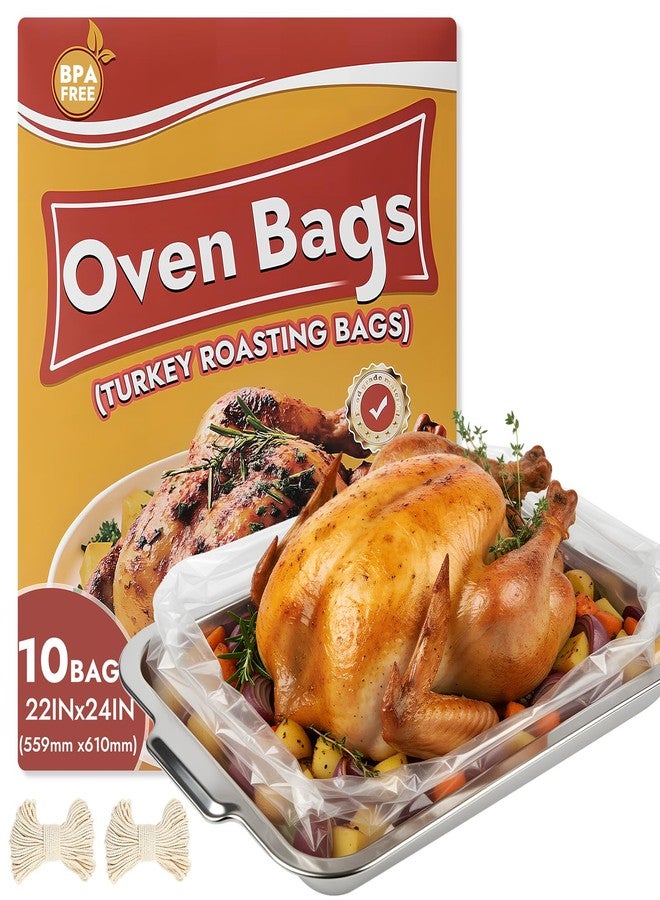 YQL Turkey Oven Bags- 10 Pack, 22"x24" Large Roasting Bags for Oven Cooking with Cotton String, Turkey Cooking, Chicken, Ham, Holiday Meals for Thanksgiving, Christmas Essential - Image 1