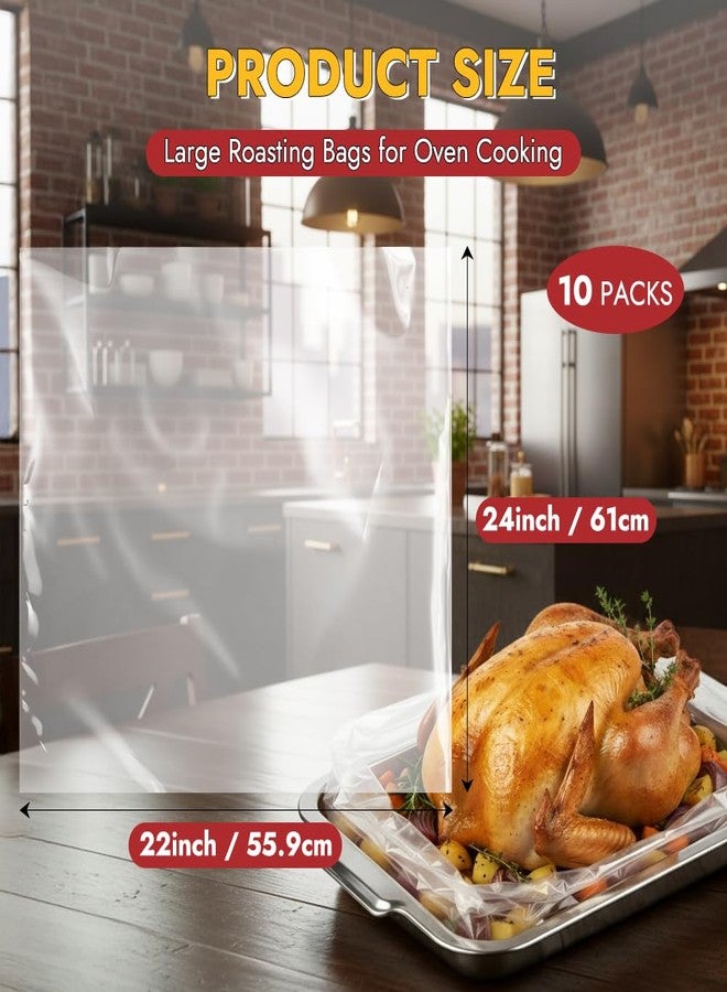 YQL Turkey Oven Bags- 10 Pack, 22"x24" Large Roasting Bags for Oven Cooking with Cotton String, Turkey Cooking, Chicken, Ham, Holiday Meals for Thanksgiving, Christmas Essential - Image 2