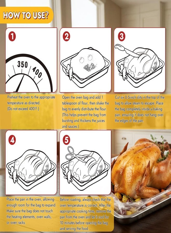 YQL Turkey Oven Bags- 10 Pack, 22"x24" Large Roasting Bags for Oven Cooking with Cotton String, Turkey Cooking, Chicken, Ham, Holiday Meals for Thanksgiving, Christmas Essential - Image 4