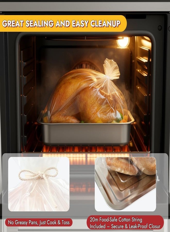 YQL Turkey Oven Bags- 10 Pack, 22"x24" Large Roasting Bags for Oven Cooking with Cotton String, Turkey Cooking, Chicken, Ham, Holiday Meals for Thanksgiving, Christmas Essential - Image 3