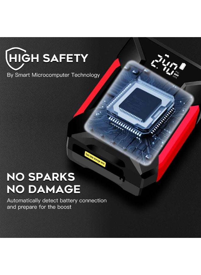 Generic - Car Jump Starter, 4000A Peak Car Battery Charger with Air Compressor, 12V Jump Box for Car Battery (up to 10L Gas or 8.5L Diesel) with Emergency LED Light, Power Bank, Leather Storage Bag (Upgraded) - Image 1
